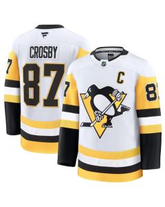 Men's Pittsburgh Penguins #87 Sidney Crosby White 2024-25 Away Stitched Hockey Jersey