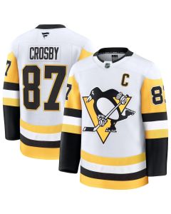 Men's Pittsburgh Penguins #87 Sidney Crosby White Away Premium Jersey (White)