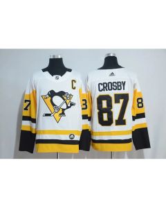 Men's Pittsburgh Penguins #87 Sidney Crosby White Road Authentic Stitched NHL Jersey