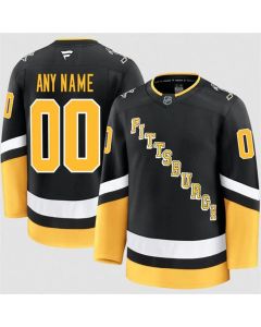 Men's Pittsburgh Penguins Active Player Custom Black 2024-25 Alternate Stitched Hockey Jersey (Black)