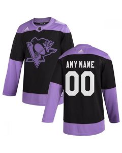 Men's Pittsburgh Penguins Black Hockey Fights Cancer Custom Practice NHL Stitched Jersey