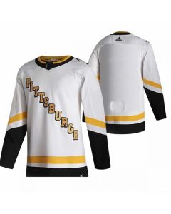 Men's Pittsburgh Penguins Blank 2021 Reverse Retro White Stitched NHL Jersey