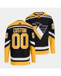Men's Pittsburgh Penguins Custom Black 2022-23 Reverse Retro Stitched Jersey