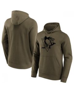 Men's Pittsburgh Penguins Khaki Iconic Preferred Logo Graphic Hoodie