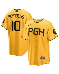 Men's Pittsburgh Pirates #10 Bryan Reynolds Gold 2023 City Connect Stitched Jersey