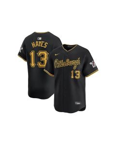 Men's Pittsburgh Pirates #13 Ke'Bryan Hayes Black Home Limited Stitched Baseball Jersey (Black)