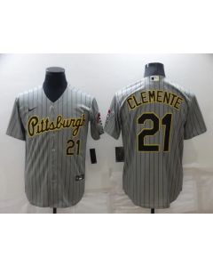 Men's Pittsburgh Pirates #21 Roberto Clemente Dark Grey Cool Base Stitched Jersey