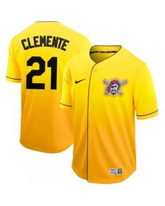 Men's Pittsburgh Pirates #21 Roberto Clemente Gold Fade Stitched MLB Jersey