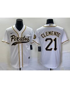 Men's Pittsburgh Pirates #21 Roberto Clemente White Cool Base Stitched Baseball Jersey