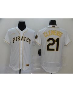 Men's Pittsburgh Pirates #21 Roberto Clemente White Golden Flex Base Stitched MLB Jersey