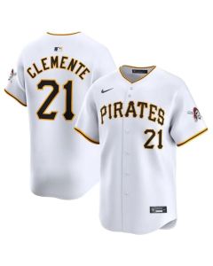 Men's Pittsburgh Pirates #21 Roberto Clemente White Home Limited Stitched Baseball Jersey (White)