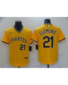 Men's Pittsburgh Pirates #21 Roberto Clemente Yellow Cool Base Stitched Jersey