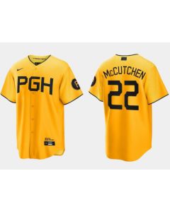 Men's Pittsburgh Pirates #22 Andrew McCutchen Gold 2023 City Connect Stitched Jersey