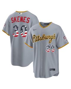 Men's Pittsburgh Pirates #30 Paul Skenes Nike Gray USA 250 Fourth of July Road Stadium Jersey (Gray)