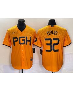 Men's Pittsburgh Pirates #32 Henry Davis Gold 2023 City Connect Stitched Jersey