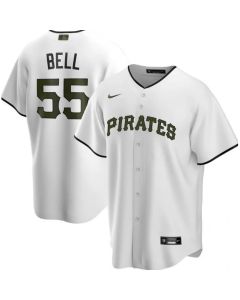 Men's Pittsburgh Pirates #55 Josh Bell White Cool Base Stitched Jersey