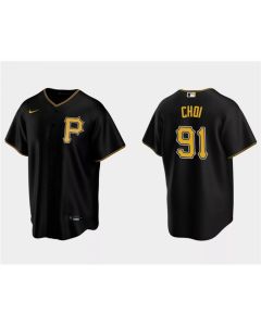 Men's Pittsburgh Pirates #91 Ji Man Choi Black Cool Base Stitched Baseball Jersey