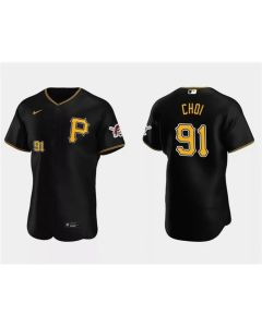 Men's Pittsburgh Pirates #91 Ji Man Choi Black Flex Base Stitched Baseball Jersey