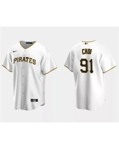 Men's Pittsburgh Pirates #91 Ji Man Choi White Cool Base Stitched Baseball Jersey