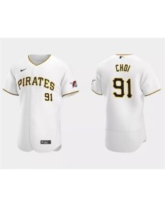 Men's Pittsburgh Pirates #91 Ji Man Choi White Flex Base Stitched Baseball Jersey