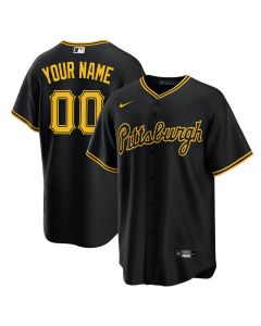 Men's Pittsburgh Pirates Black Stitched Baseball Custom Jersey (Black)