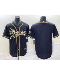 Men's Pittsburgh Pirates Blank Black Cool Base Stitched Baseball Jersey