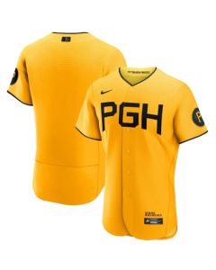 Men's Pittsburgh Pirates Blank Gold 2023 City Connect Flex Base Stitched Jersey
