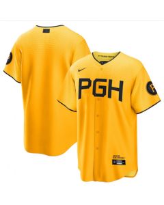 Men's Pittsburgh Pirates Blank Gold 2023 City Connect Stitched Jersey
