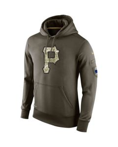 Men's Pittsburgh Pirates Olive Salute To Service KO Performance Hoodie