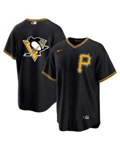 Men's Pittsburgh Pirates & Penguins Black Cool Base Stitched Jersey