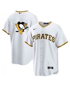 Men's Pittsburgh Pirates & Penguins White Cool Base Stitched Jersey