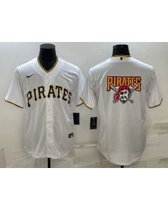Men's Pittsburgh Pirates White Team Big Logo Cool Base Stitched Baseball Jersey (White)