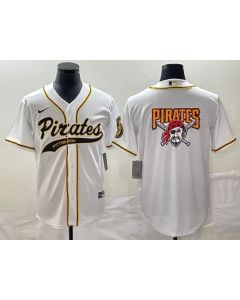 Men's Pittsburgh Pirates White Team Big Logo Cool Base Stitched Baseball Jersey