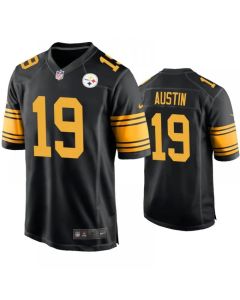 Men's Pittsburgh Steelers #19 Calvin Austin Black Color Rush Stitched Jersey