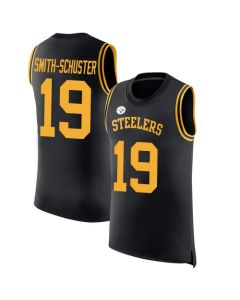 Men's Pittsburgh Steelers #19 JuJu Smith-Schuster Black Team Color Stitched NFL Limited Rush Tank Top Jersey