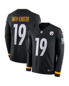 Men's Pittsburgh Steelers #19 JuJu Smith-Schuster Black Therma Long Sleeve Stitched NFL Jersey