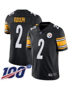 Men's Pittsburgh Steelers #2 Mason Rudolph 100th season Black Vapor Untouchable Limited Stitched NFL Jersey