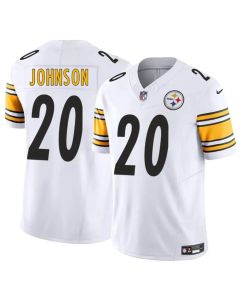 Men's Pittsburgh Steelers #20 Kaleb Johnson White 2025 Draft F.U.S.E. Vapor Limited Stitched Football Jersey (White)