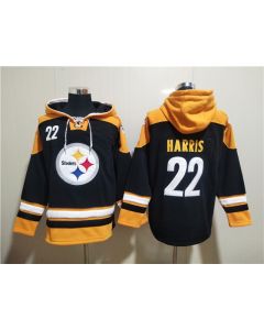 Men's Pittsburgh Steelers #22 Najee Harris Black Ageless Must-Have Lace-Up Pullover Hoodie (Black)