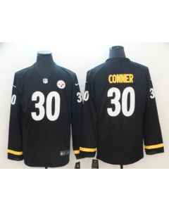Men's Pittsburgh Steelers #30 James Conner Black Therma Long Sleeve Stitched NFL Jersey