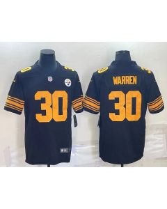 Men's Pittsburgh Steelers #30 Jaylen Warren Black Color Rush Stitched Jersey
