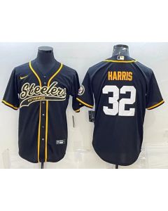 Men's Pittsburgh Steelers #32 Franco Harris Black With Patch Cool Base Stitched Baseball Jersey (Black)
