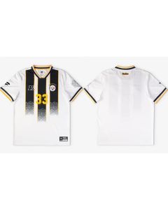 Men's Pittsburgh Steelers #33 White Football x Football V-Neck Jersey (White)