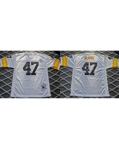 Men's Pittsburgh Steelers #47 Mel Blount White Throwback Stitched Football Jersey (White)