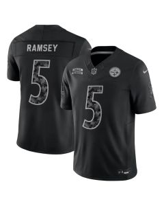 Men's Pittsburgh Steelers #5 Jalen Ramsey Nike Black 2026 Salute to Service Vapor F.U.S.E. Limited Jersey