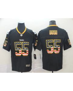 Men's Pittsburgh Steelers #55 Devin Bush Black USA Flag Color Rush Limited Stitched NFL Jersey