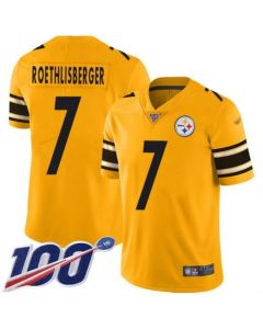 Men's Pittsburgh Steelers #7 Ben Roethlisberger 100th Season Yellow Limited Stitched Jersey