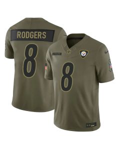 Men's Pittsburgh Steelers #8 Aaron Rodgers Olive 2025 Salute to Service Retired Limited Jersey (Olive)