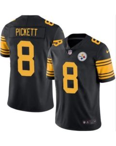 Men's Pittsburgh Steelers #8 Kenny Pickett Black Color Rush Stitched Jersey