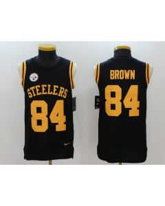 Men's Pittsburgh Steelers #84 Antonio Brown Black Team Color Stitched NFL Limited Rush Tank Top Jersey